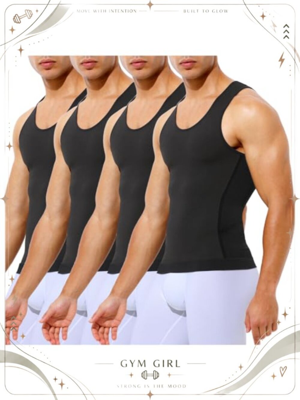 Mens Compression Tank Top 4 Pack Slimming Shapewear Nylon Spandex